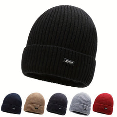 Winter Solid Plus Velvet Warm Knitted Hat For Autumn And Winter