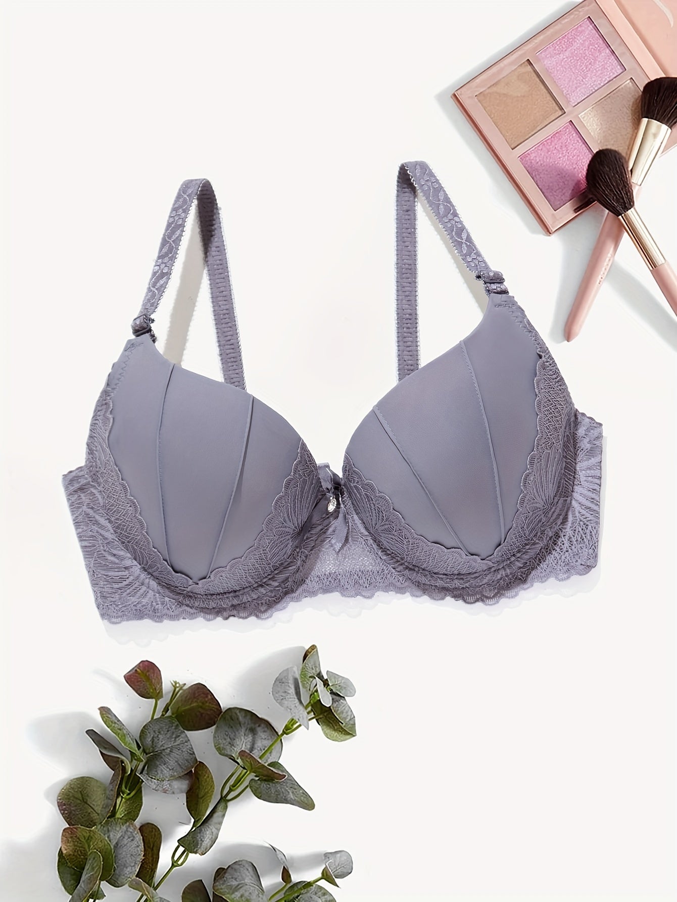 Lace Push Up Bra with Bow Tie