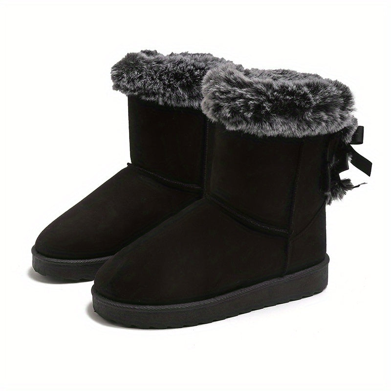 Warm Snow Boots With Bowknot Decoration Soft And Comfortable