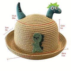 Kids Dinosaur Straw Hat for Sun Protection