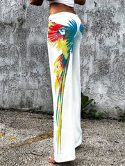 Parrot Print V Neck Cover Up & Pants 2 Piece Set