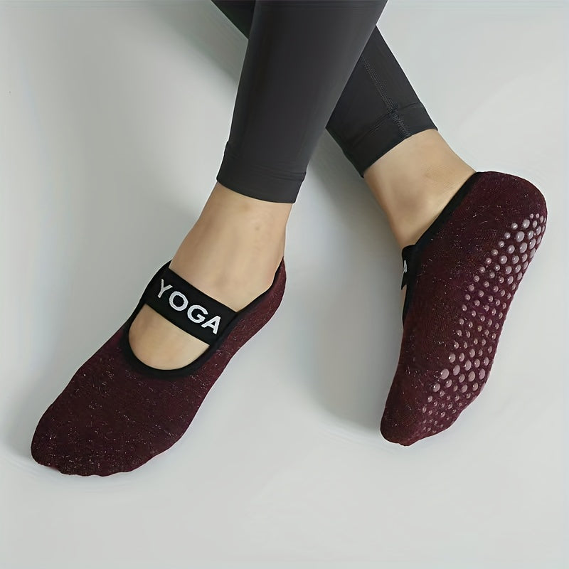 Letter Pattern Backless Yoga Socks with Extra Grips