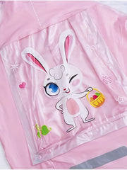 Sweet Girls Boys Splicing Bunny Long Sleeve Hooded Raincoat