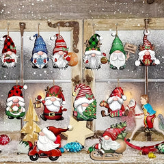 24pcs Christmas Dwarf Wooden Hanging Ornaments Tree Decoration Santa Claus Doll