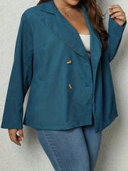 Corduroy Lapel Collar Long Sleeve Double Breast Blazer