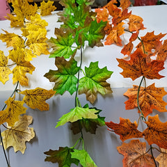 Autumn Maple Leaves and Rattan Door Hanging Decor