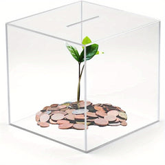 Medium Acrylic Square Piggy Bank for Children and Adults
