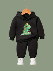 Girls Christmas Dinosaur Hooded Sweatshirt Top Sweatpants Set