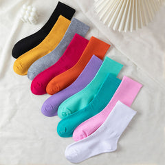 10 Pairs Sweet Macaron Solid Crew Socks for Women