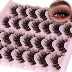 14 Pairs Faux Mink Lashes Natural Look False Eyelashes 5D Volume 16mm Wispy