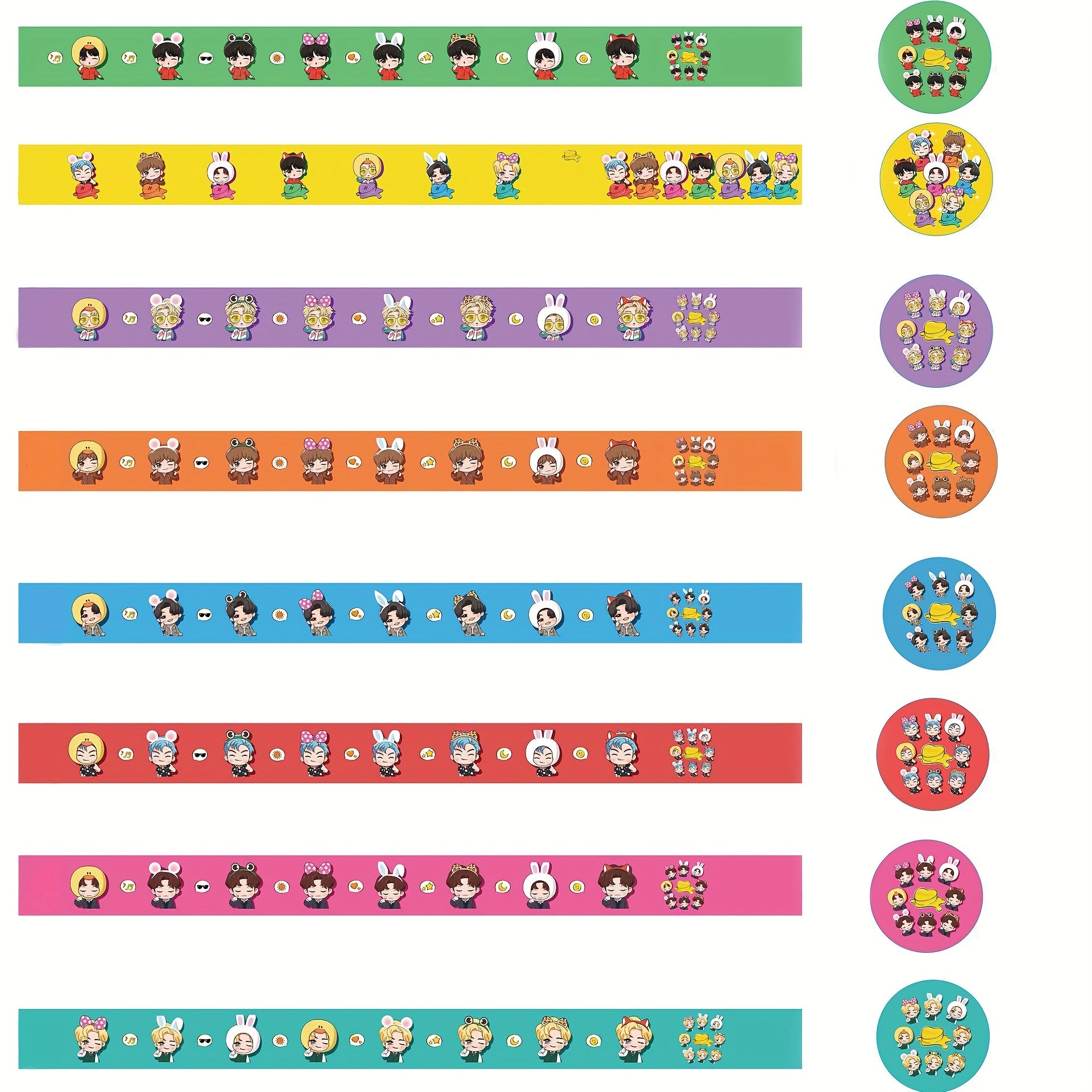 Kpop Cartoon Tape Roll for DIY Crafts Scrapbooking
