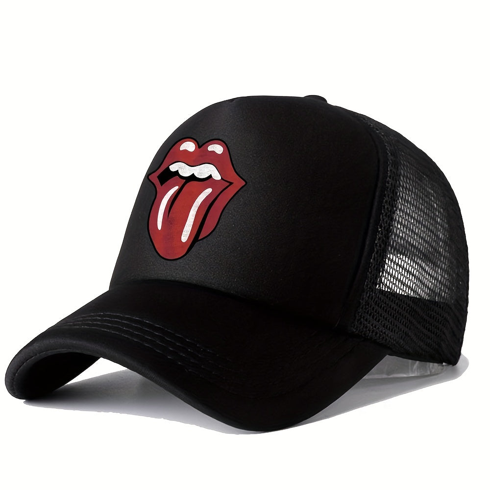 Adjustable Baseball Cap with Mouth Embroidery for Mountaineering