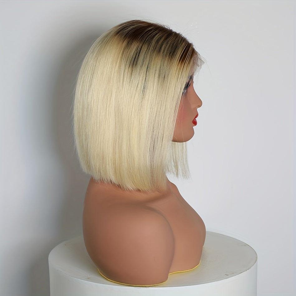 Brazilian 13x4 Lace Front Human Hair Wig Straight Bob Ombre Blonde