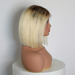 Brazilian 13x4 Lace Front Human Hair Wig Straight Bob Ombre Blonde