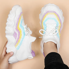 Girl's Knit Running Shoes Slip On Comfy Sneakers Anti skid Breathable