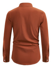 Men's Camp Collar Long Sleeve Regular Fit Solid Casual Dress Shirt