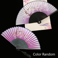 Chinese Folding Fan Dance Lace Silk Handheld Floral Fan Photo Props