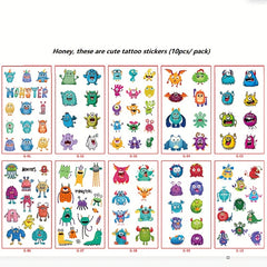 10pcs Little Monster Waterproof Temporary Tattoo Stickers