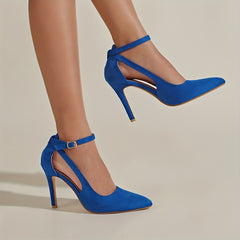 Cut-out Pointed Toe Stiletto Heels Ankle Strap Sandals