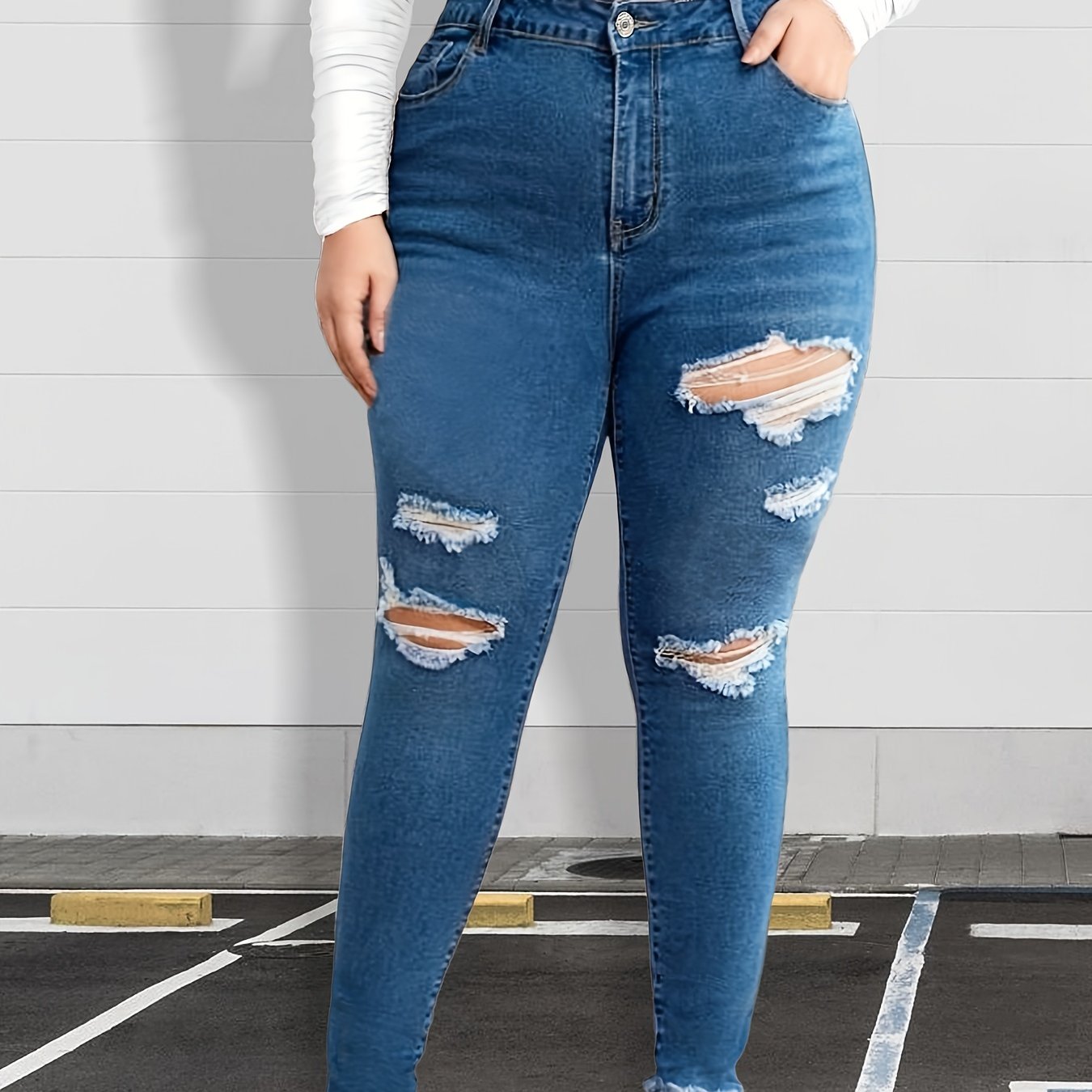 Ripped High Rise Skinny Jeans