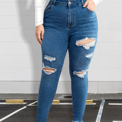 Ripped High Rise Skinny Jeans