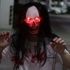 Halloween Ghost Mask Eyes Glow Scary Bloody Demon Head Cover