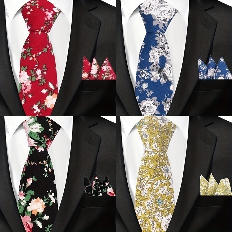 Men's Printed Fabric Tie Pocket Towel Set