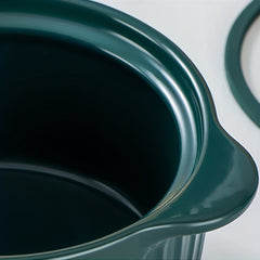 Ceramic 4L Deep Cooking Pot With Glass Lid, Heat Resistant Soup Pot