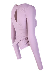 Backless Yoga Tee Quick Dry Workout Long Sleeve T-Shirt