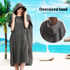 Mutao Hooded Towel Surf Poncho Changing Robe Quick Dry Microfiber Towel