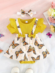 Baby Girls Floral Print Romper Dress Set
