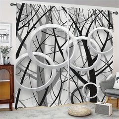 Gray Art Curtain Rod Pocket Digital Printed Curtains