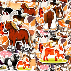 50pcs Pony Cartoon Animal Stickers DIY Sticker Pack