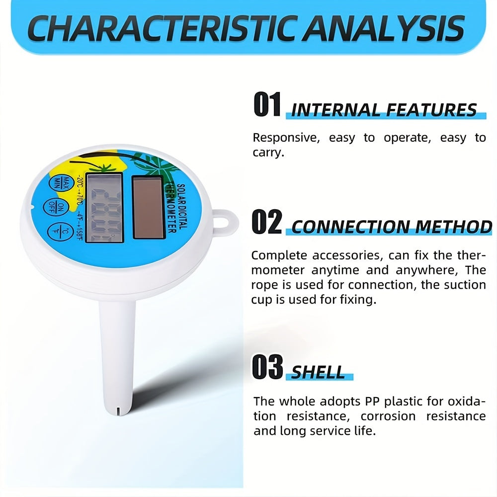 Solar Pool Thermometer Floating Digital Easy Read Water Temperature