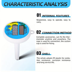 Solar Pool Thermometer Floating Digital Easy Read Water Temperature
