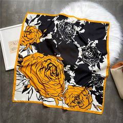 Large Rose Print Square Scarf Vintage Block Shawl Head Wrap Bandana