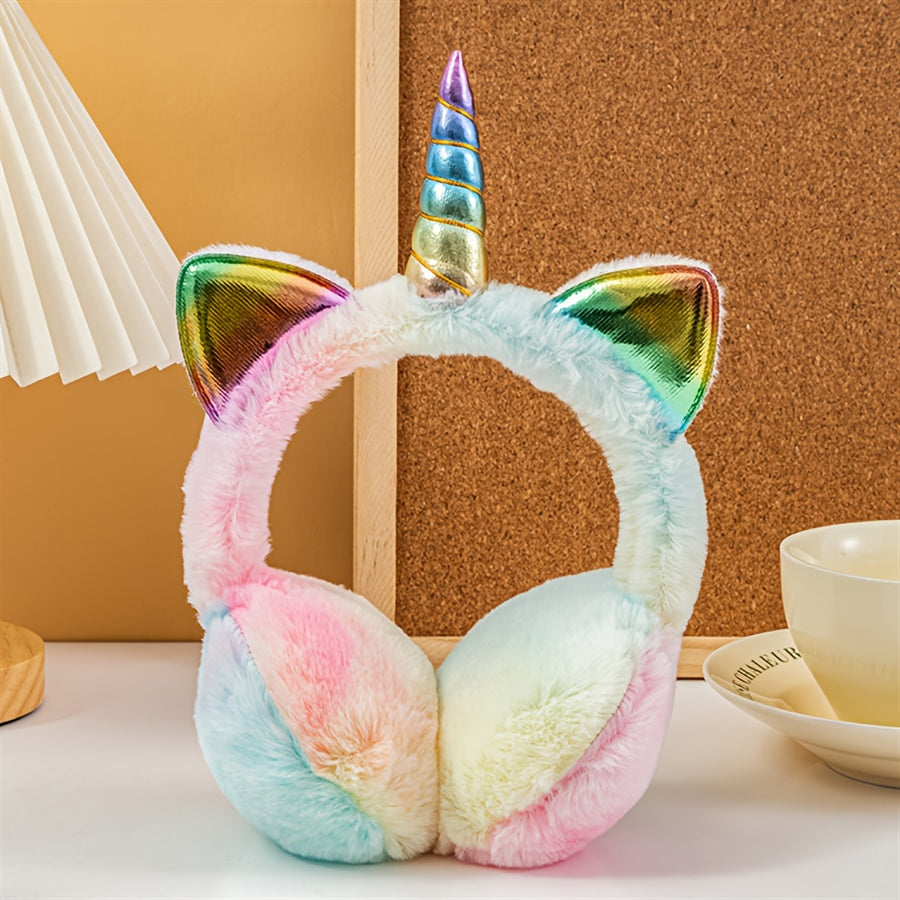 Winter Unicorn Earmuffs Sequins Ear Warmers Lightweight Fitted Fantasy Themed Kn