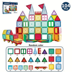 Travel Magnetic Blocks Educational DIY Building Toy for Kids Aged 3-8