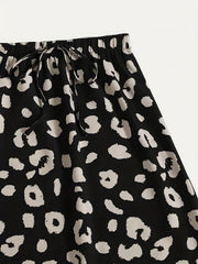 Leopard Print Drawstring Skirt Women's Casual Skirt
