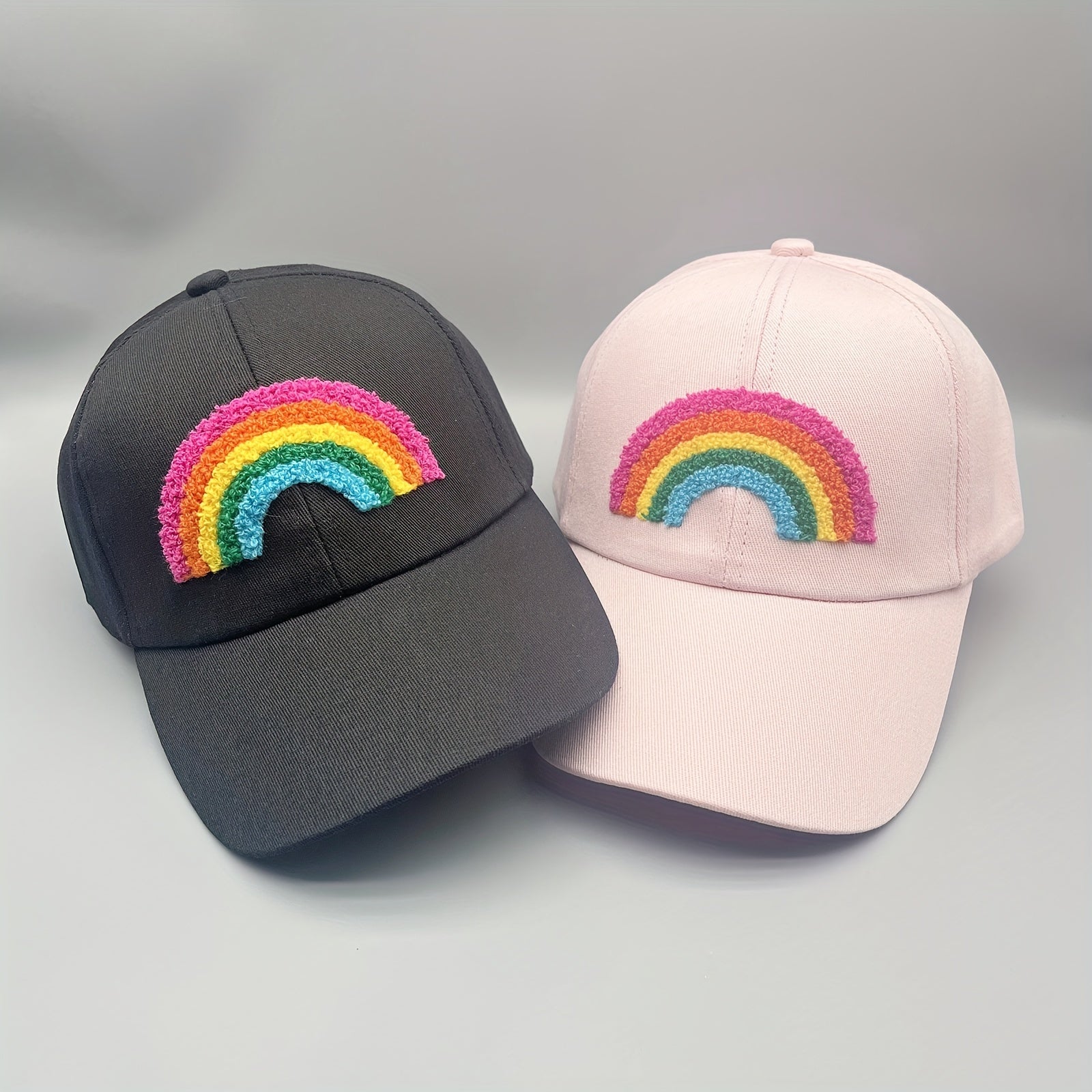 Rainbow Patch Casual Baseball Cap Solid Couple Sun Hat Lightweight