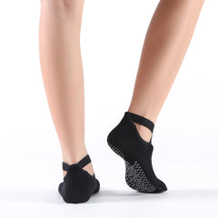 Non Slip Yoga Pilates Socks with Cross Lace Design