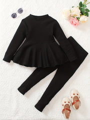 Girls Striped Top & Legging Pants 2pcs Set