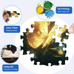1000pcs Glowing Golden Butterfly Jigsaw Puzzle - Challenging Intermediate Puzzle