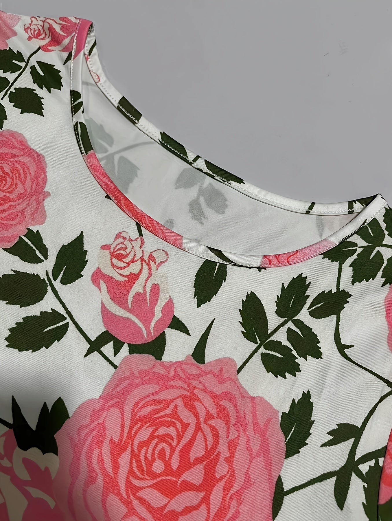 Casual Dress Women's Plus Floral Print Half Sleeve Round Neck Dress
