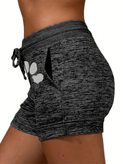 Dog Paw Print Shorts Elastic Waist Summer Women's Clothing