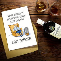 Funny Birthday Card For Men - TV Watcher - Set of 2