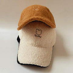 Fuzzy Teddy Pattern Warm Baseball Cap