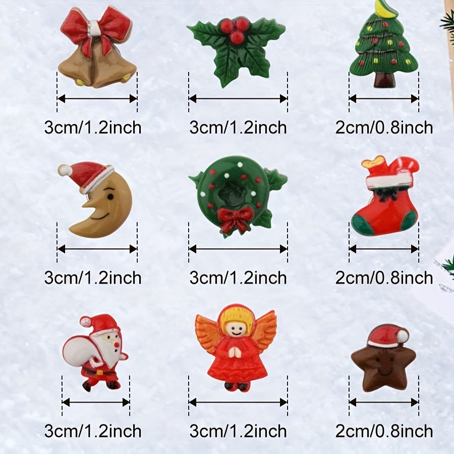 Christmas Push Pins 50pcs Winter Thumb Tacks Santa Elk Xmas Tree Wreath