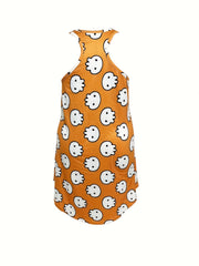 Skull Print Racer Back Tank Sleep Dress