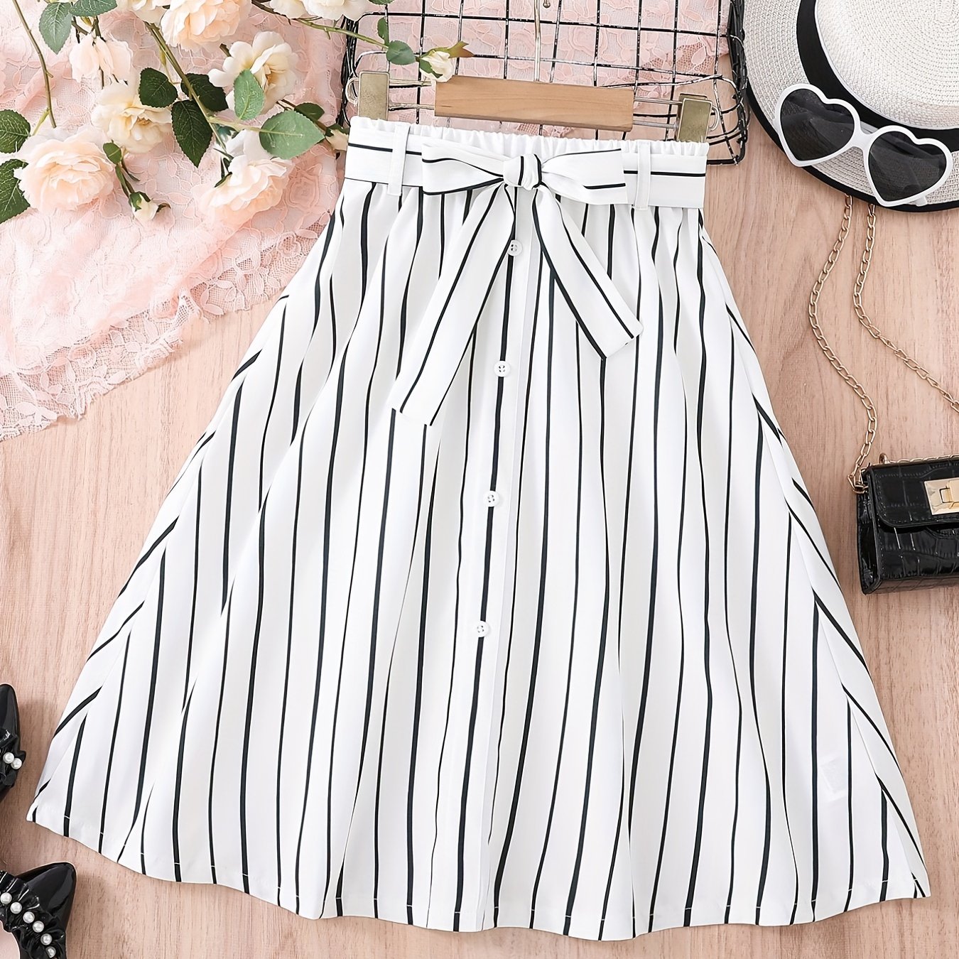 Girls' Striped Long Skirt - Party-Ready Kids Clothing